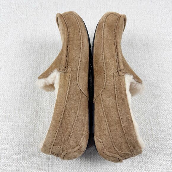 UGG Ascot Slippers Men\'s Tan Suede Leather Sheepskin Lined Moccasin Shoes